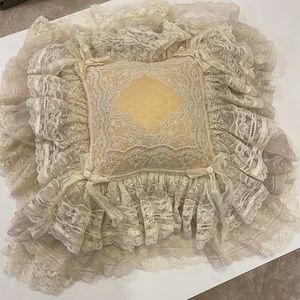Vintage large lace Wedding pillow o/s